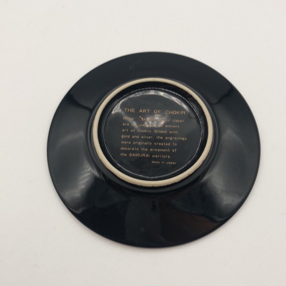 Vintage 24 KT Gold trim Japanese The Art of Chokin Gold & silver Trinket Dish 4" - Picture 2 of 4